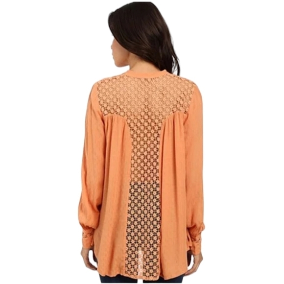 Free People OB495809 The Best Blouse Long Sleeve Button-down Top In Peach - Picture 3 of 11
